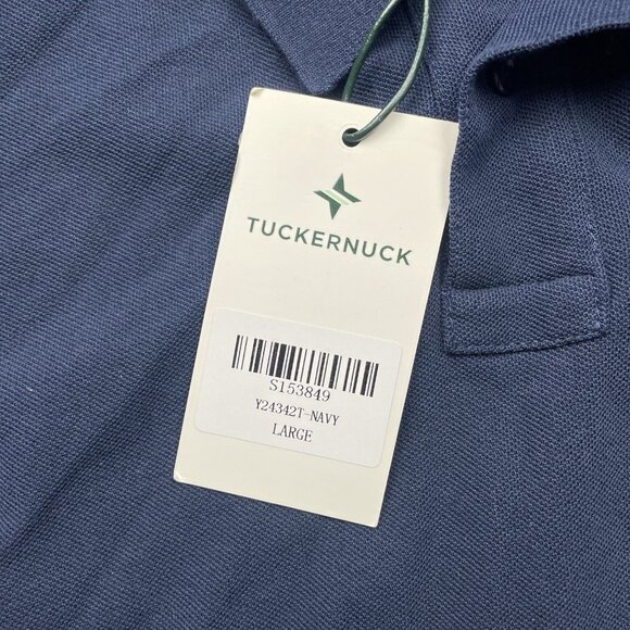 NEW Tuckernuck Top Women's L Navy Blue Polo Shirt Elastic Waist Short Sleeves - Picture 5 of 7